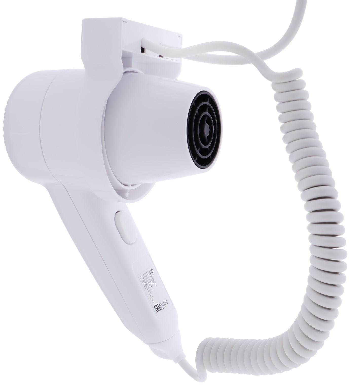 Фен настенный Luazon LGE-005, 1600 Вт, 2 скорости, крепление (в комплекте), белый