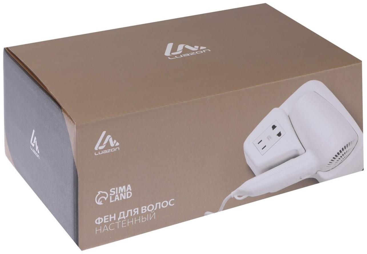 Фен настенный Luazon LGE-005, 1600 Вт, 2 скорости, крепление (в комплекте), белый