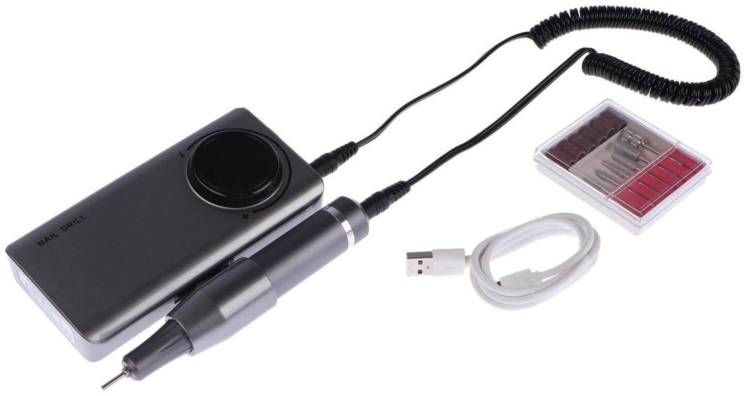 Аппарат для маникюра Luazon LMH-08, 6 насадок, 30 Вт, до 35 000 об/мин, серая