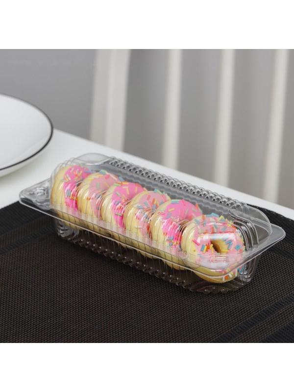 Контейнер с неразъёмной крышкой, для макарун и пироженого, 16,6×6,4×4,5 см