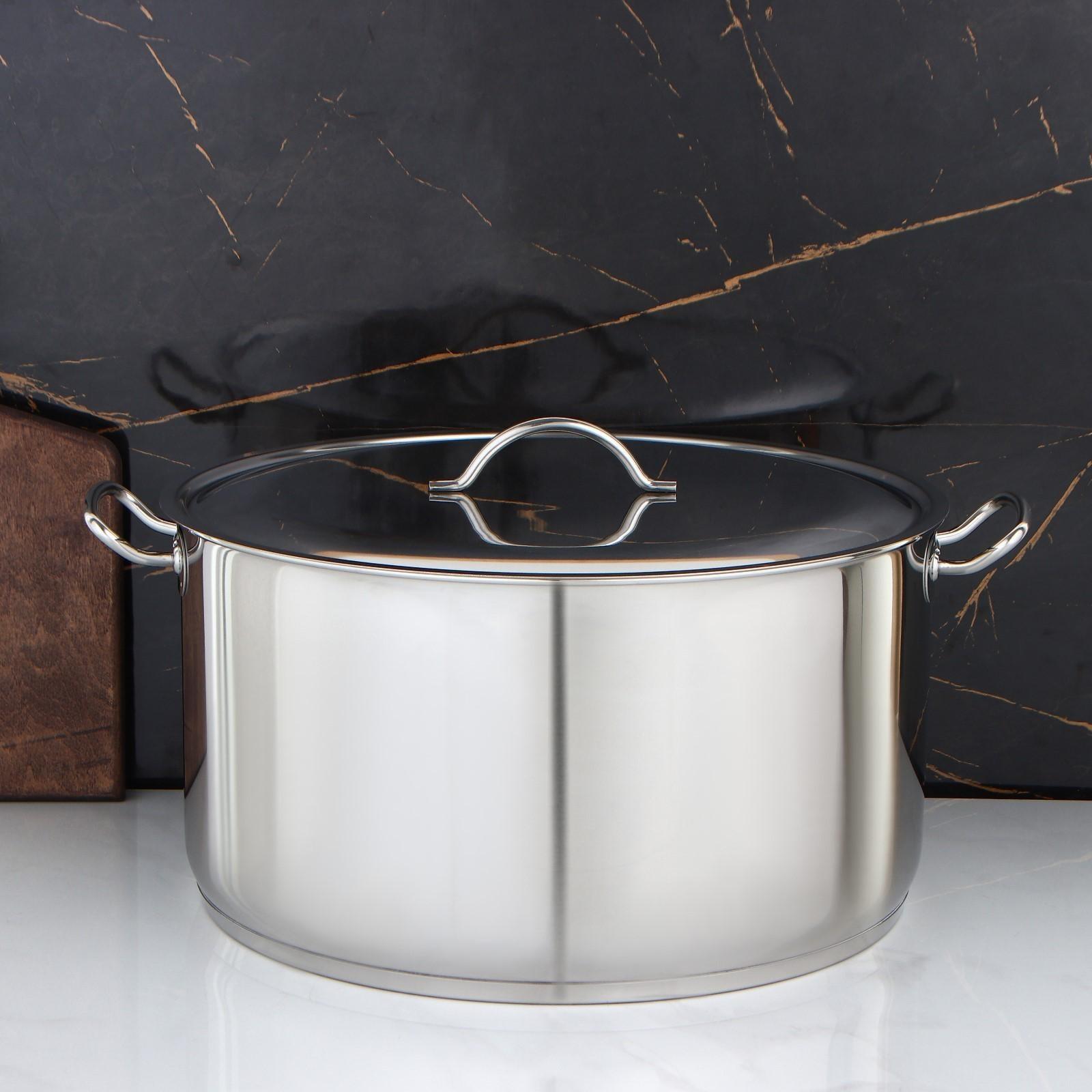 Кастрюля цельнотянутая, 25 л, d=39,6 см, с теплораспределительным слоем, с металлической крышкой