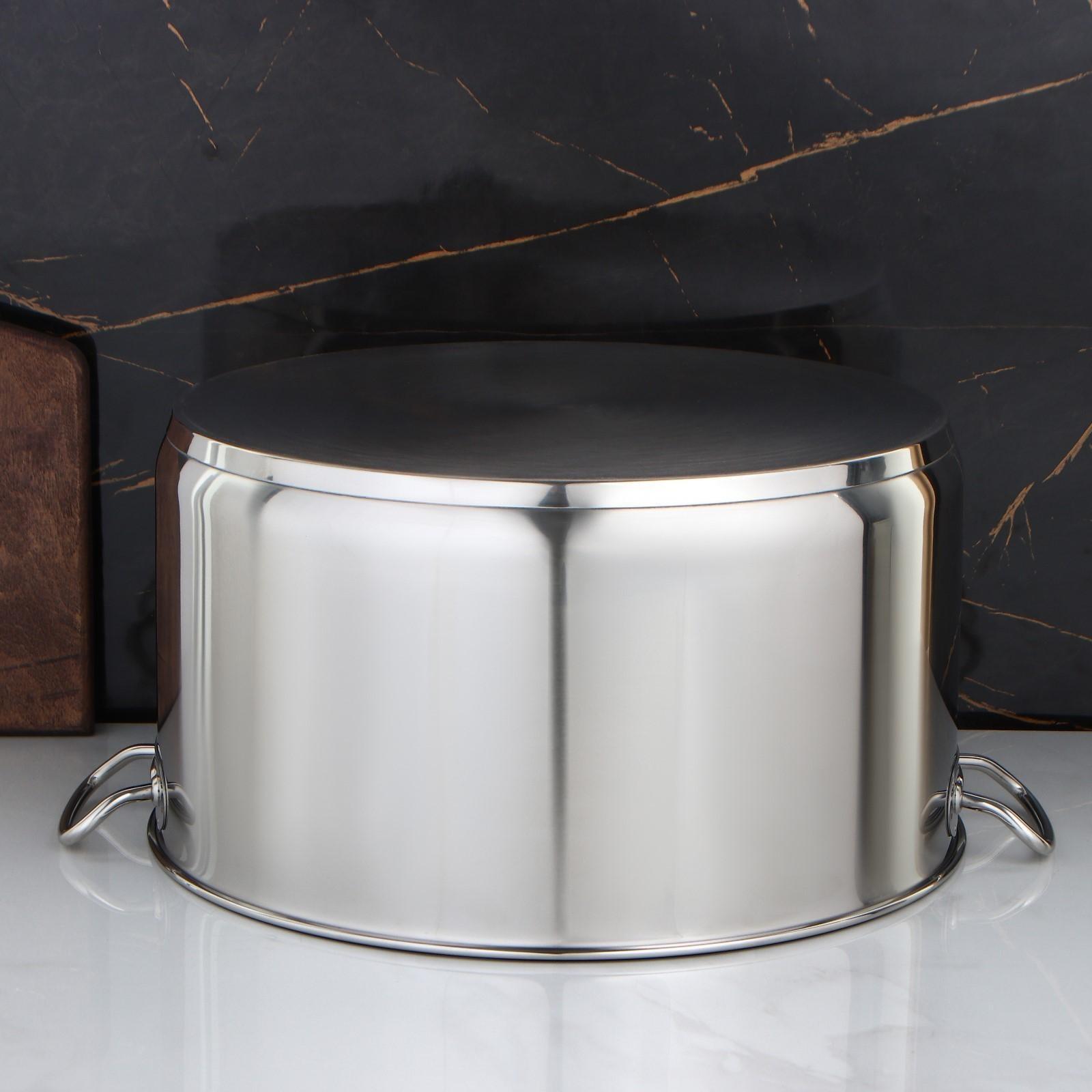 Кастрюля цельнотянутая, 25 л, d=39,6 см, с теплораспределительным слоем, с металлической крышкой