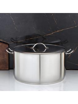 Кастрюля цельнотянутая, 25 л, d=39,6 см, с теплораспределительным слоем, с металлической крышкой