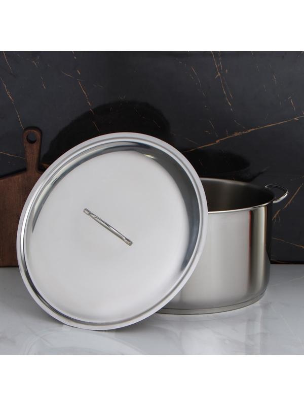 Кастрюля цельнотянутая, 25 л, d=39,6 см, с теплораспределительным слоем, с металлической крышкой