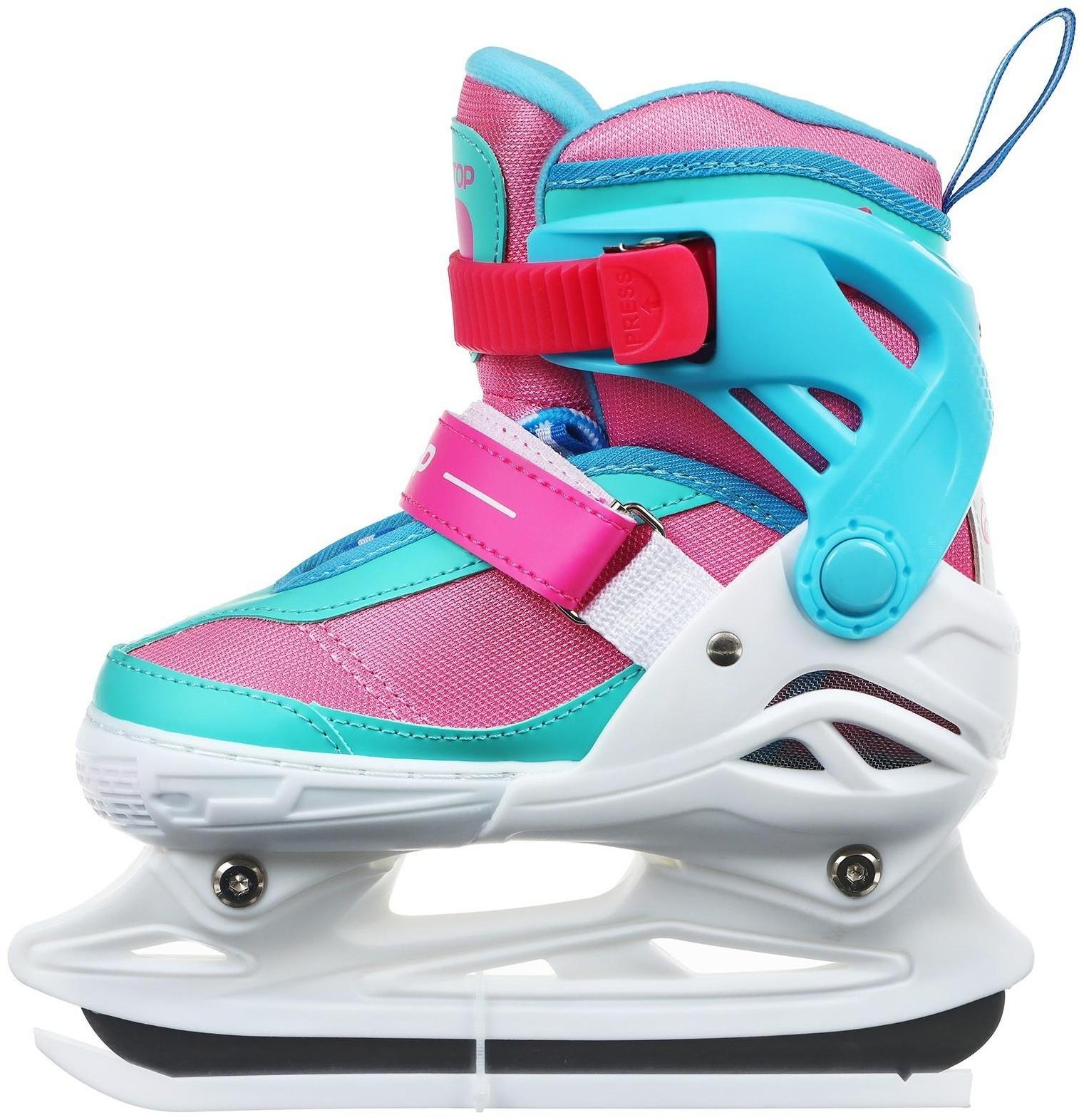 Коньки ледовые детские раздвижные 225М, текстиль, пластик, размер 30-33