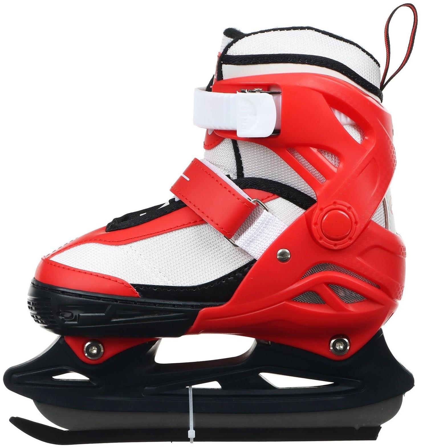 Коньки ледовые детские раздвижные 225М, текстиль, пластик, размер 30-33