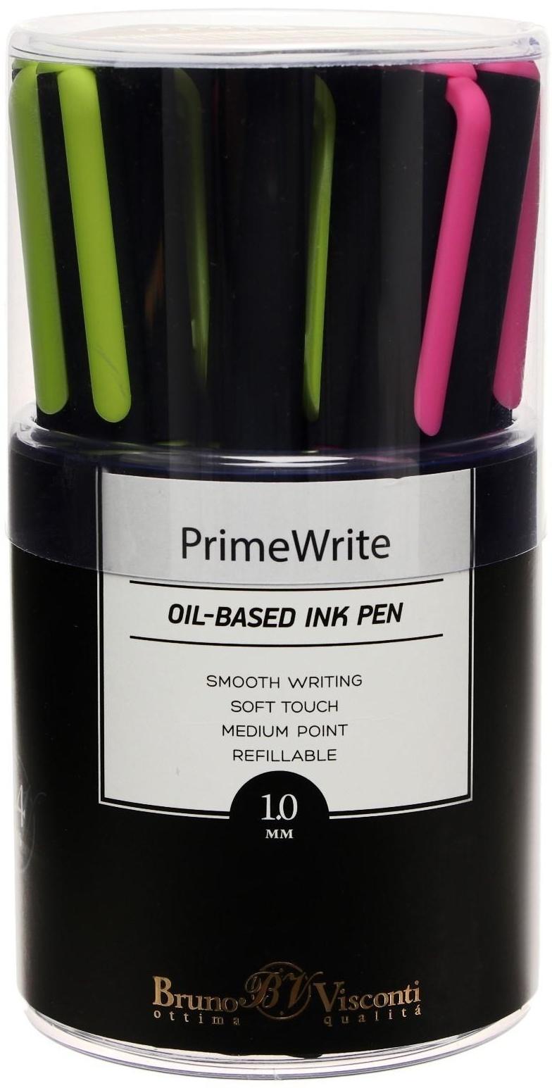 Ручка шариковая PrimeWrite. Basic. Nero, узел 1.0 мм, синие пигментные чернила на масляной основе, корпус Soft Touch, МИКС