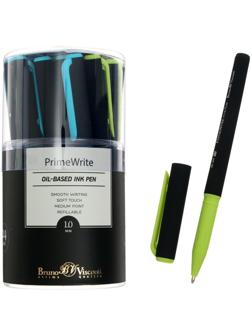 Ручка шариковая PrimeWrite. Basic. Nero, узел 1.0 мм, синие пигментные чернила на масляной основе, корпус Soft Touch, МИКС