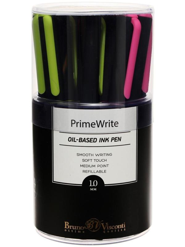 Ручка шариковая PrimeWrite. Basic. Nero, узел 1.0 мм, синие пигментные чернила на масляной основе, корпус Soft Touch, МИКС