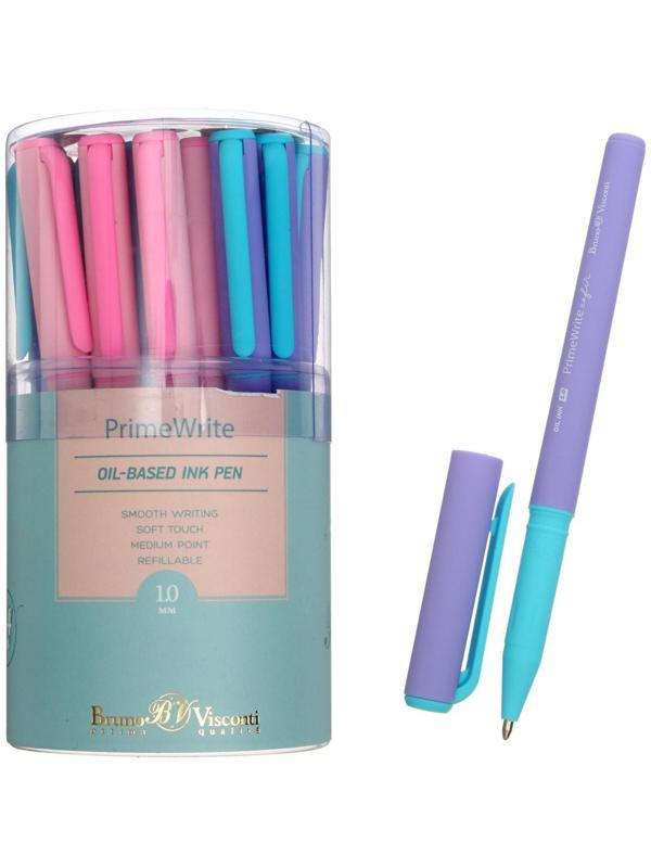 Ручка шариковая PrimeWrite. Basic. Zefir, узел 1.0 мм, синие пигментные чернила на масляной основе, корпус Soft Touch, МИКС