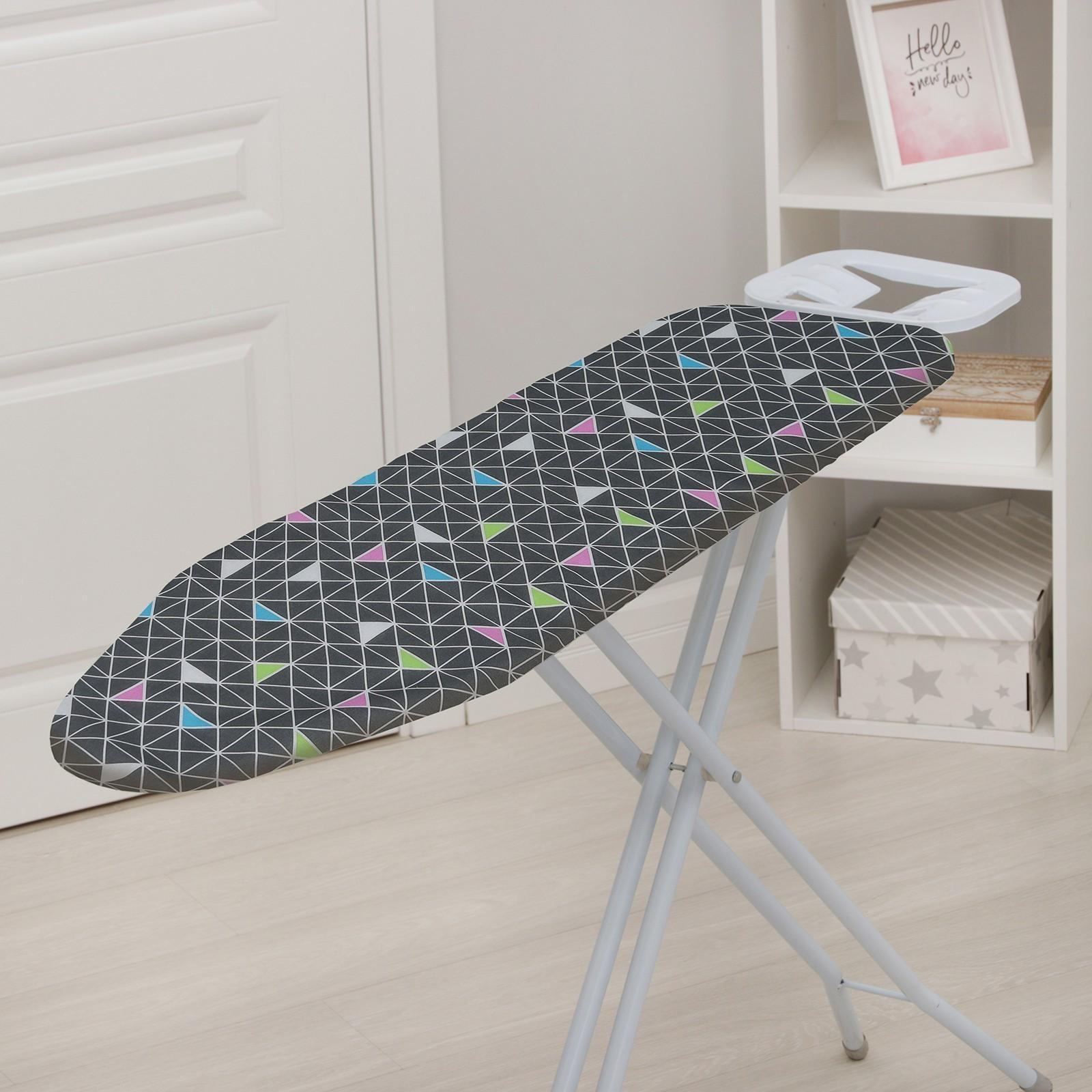 Чехол для гладильной доски «Треугольники», 120×38 см, хлопок, цвет серый