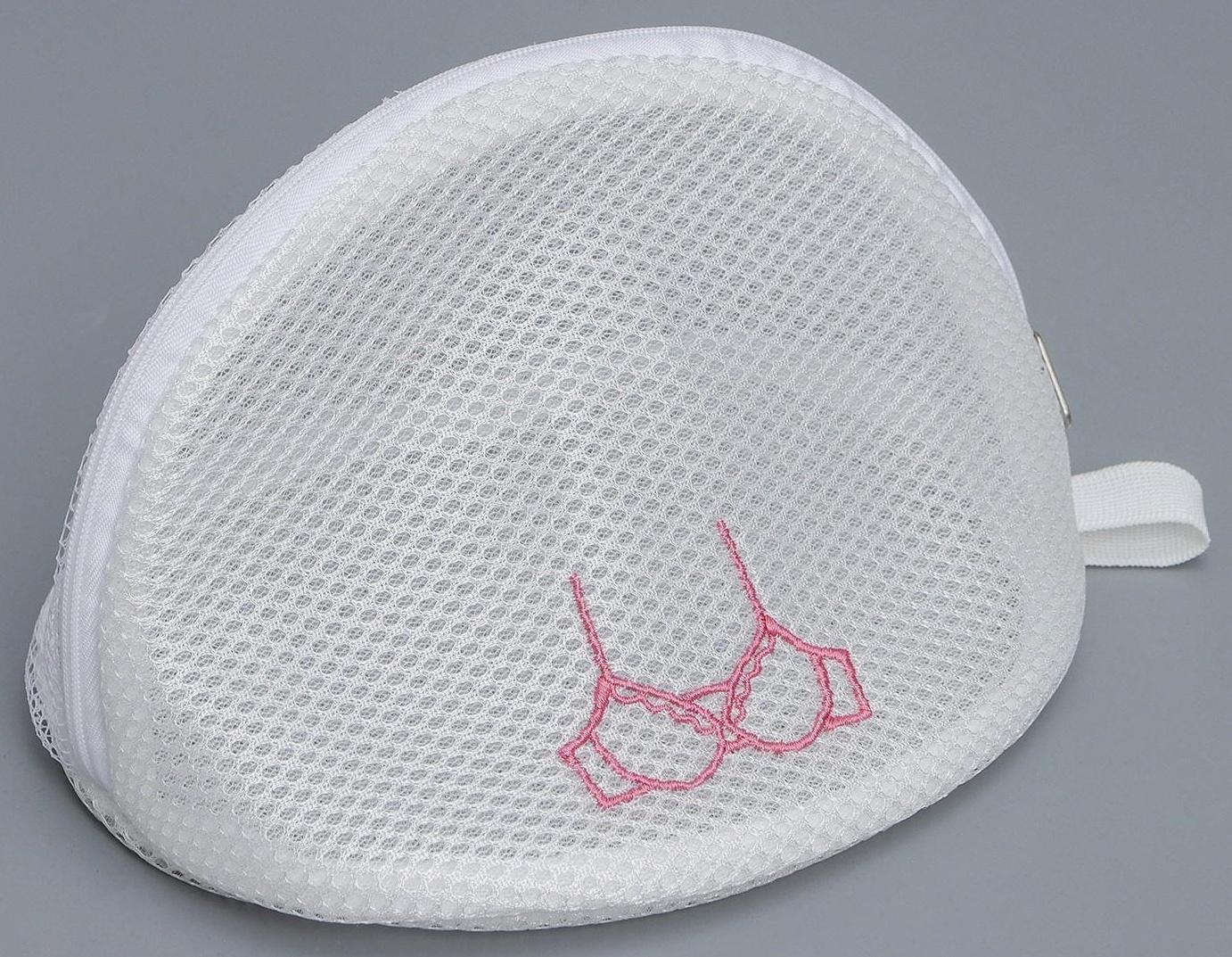 Мешок для стирки бюстгальтеров Air-mesh, с вышивкой, белый, 22×20×15 см