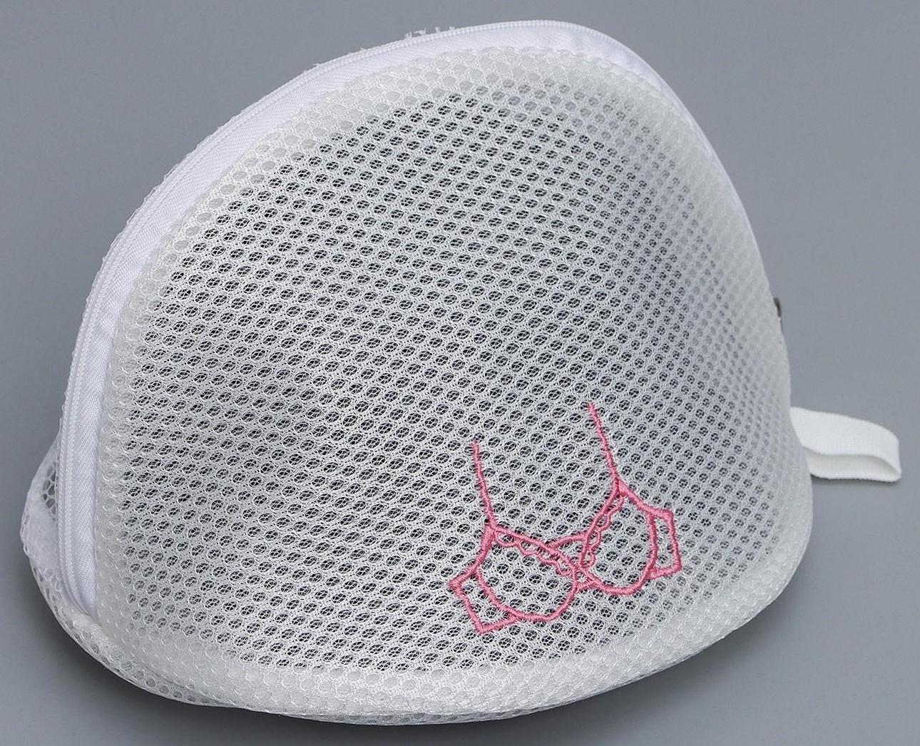 Мешок для стирки бюстгальтеров Air-mesh, с вышивкой, белый, 22×20×15 см
