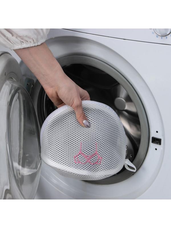 Мешок для стирки бюстгальтеров Air-mesh, с вышивкой, белый, 22×20×15 см