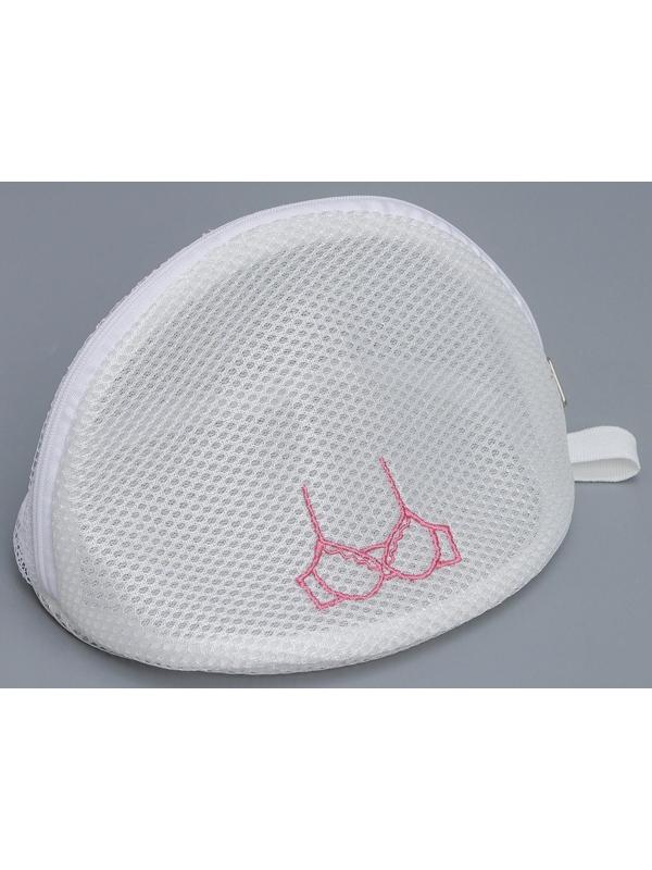 Мешок для стирки бюстгальтеров Air-mesh, с вышивкой, белый, 22×20×15 см