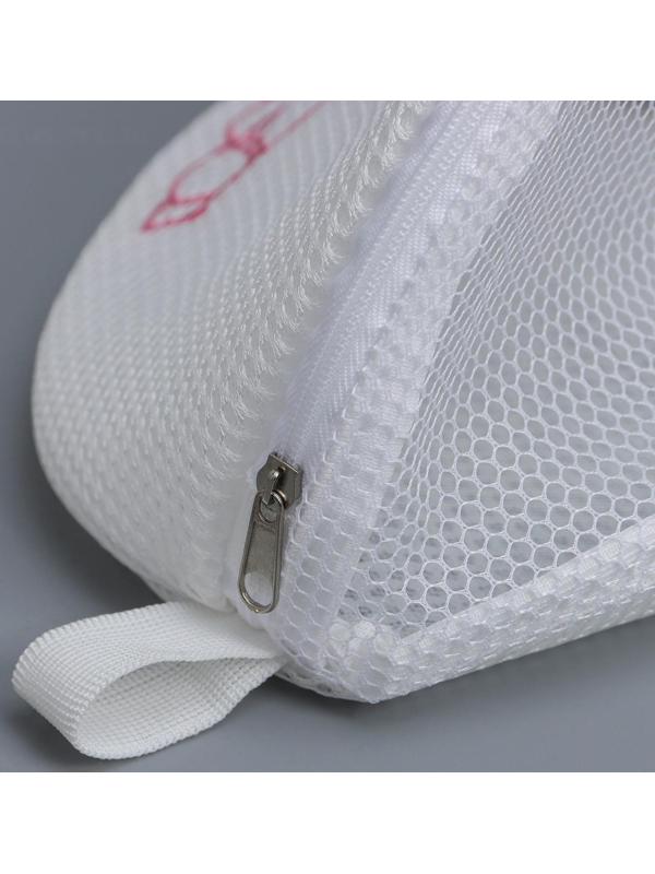 Мешок для стирки бюстгальтеров Air-mesh, с вышивкой, белый, 22×20×15 см