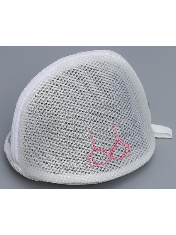 Мешок для стирки бюстгальтеров Air-mesh, с вышивкой, белый, 22×20×15 см