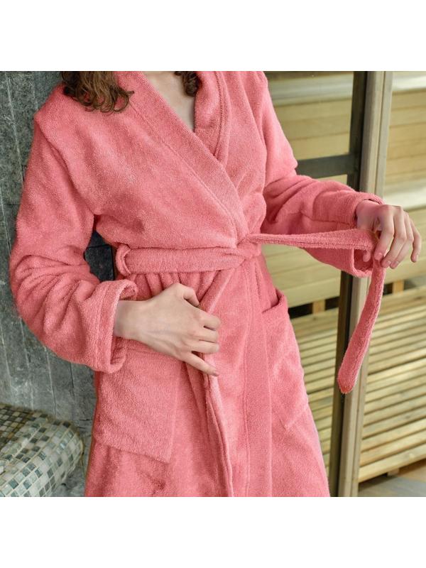 Халат махровый Экономь и Я женский, размер 42-44 цвет пыльно-розовый, 100% хлопок, 320 г/м2