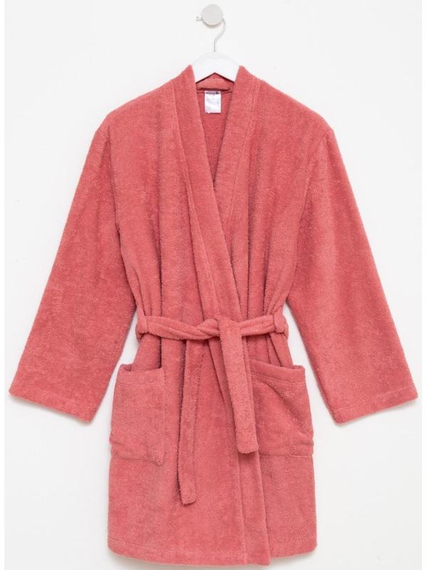 Халат махровый Экономь и Я женский, размер 42-44 цвет пыльно-розовый, 100% хлопок, 320 г/м2