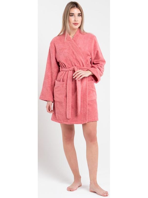 Халат махровый Экономь и Я женский, размер 42-44 цвет пыльно-розовый, 100% хлопок, 320 г/м2
