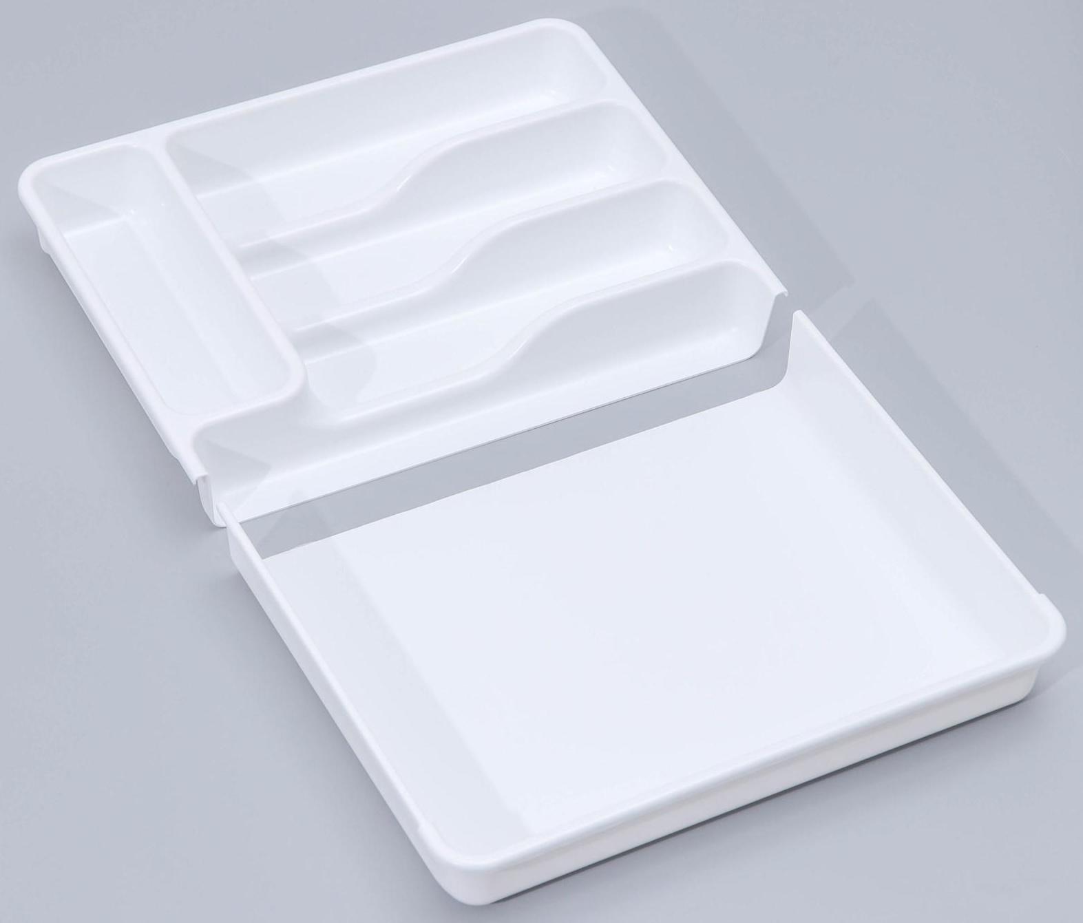 Лоток для столовых приборов раздвижной, цвет белый