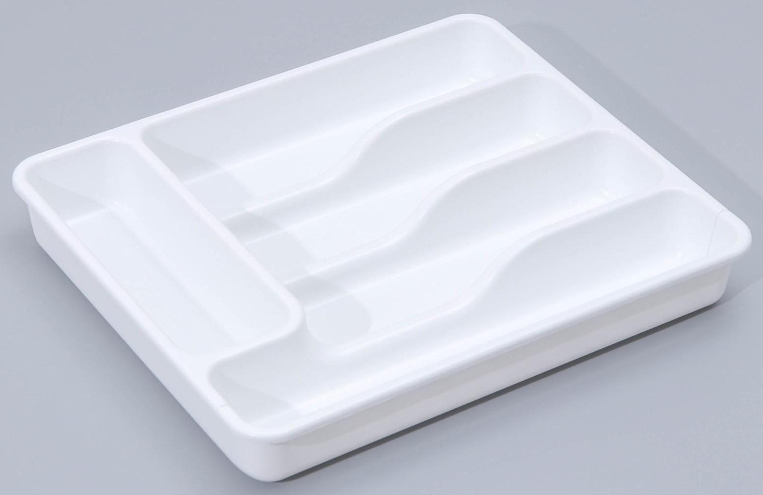 Лоток для столовых приборов раздвижной, цвет белый