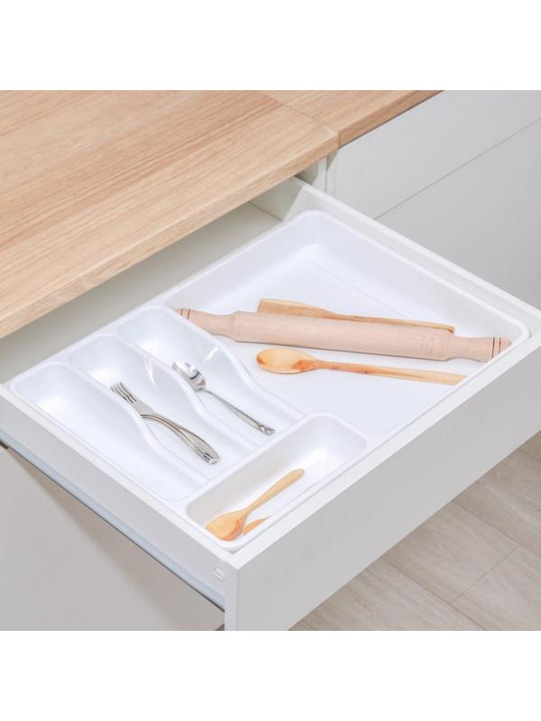 Лоток для столовых приборов раздвижной, цвет белый