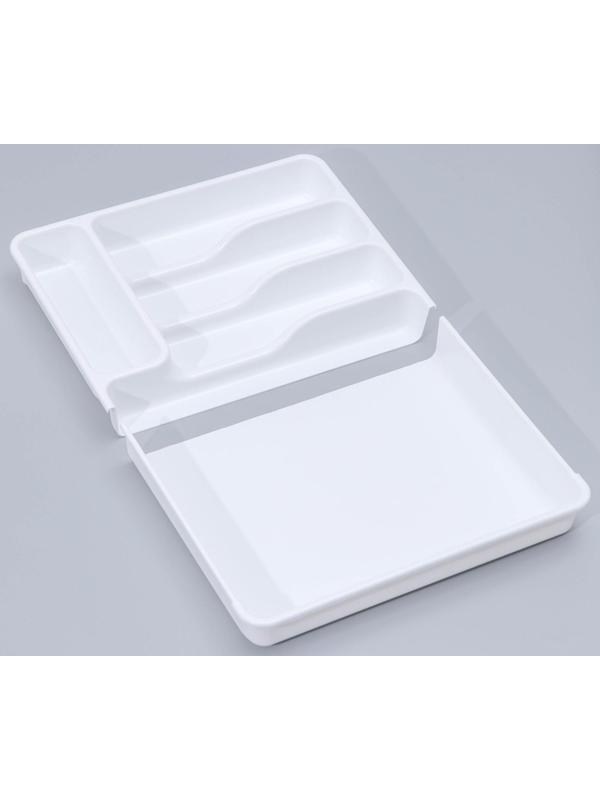 Лоток для столовых приборов раздвижной, цвет белый