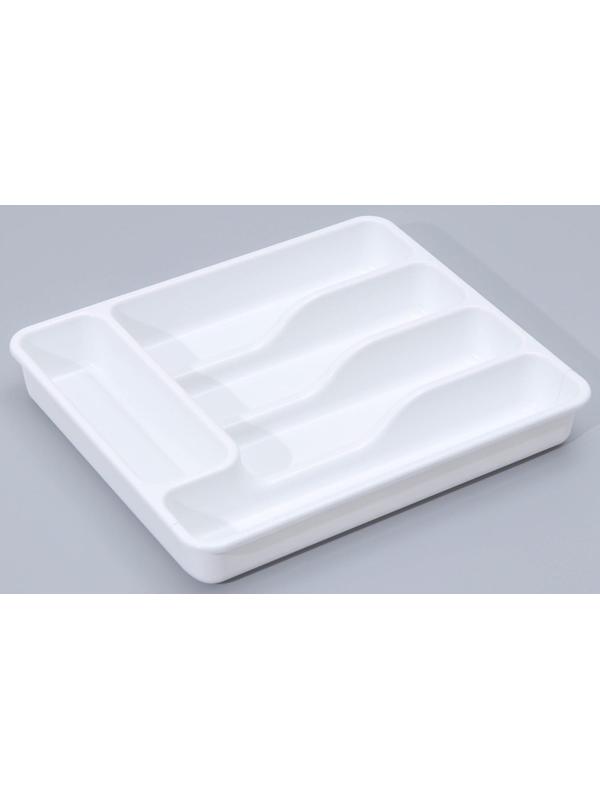 Лоток для столовых приборов раздвижной, цвет белый