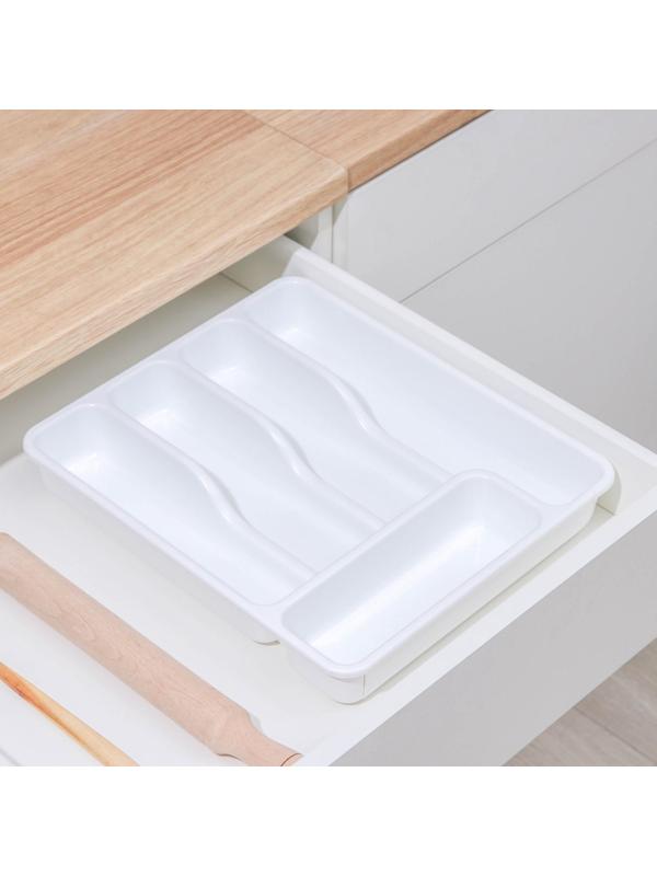 Лоток для столовых приборов раздвижной, цвет белый