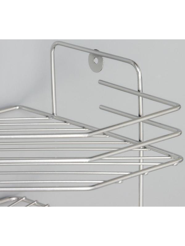 Полка настенная, с мыльницей, 20×20×15,5 см, цвет хром