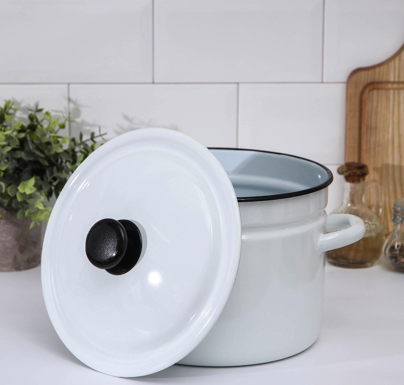 Кастрюля без деколи, 6 л, индукция, без деколи, цвет белый