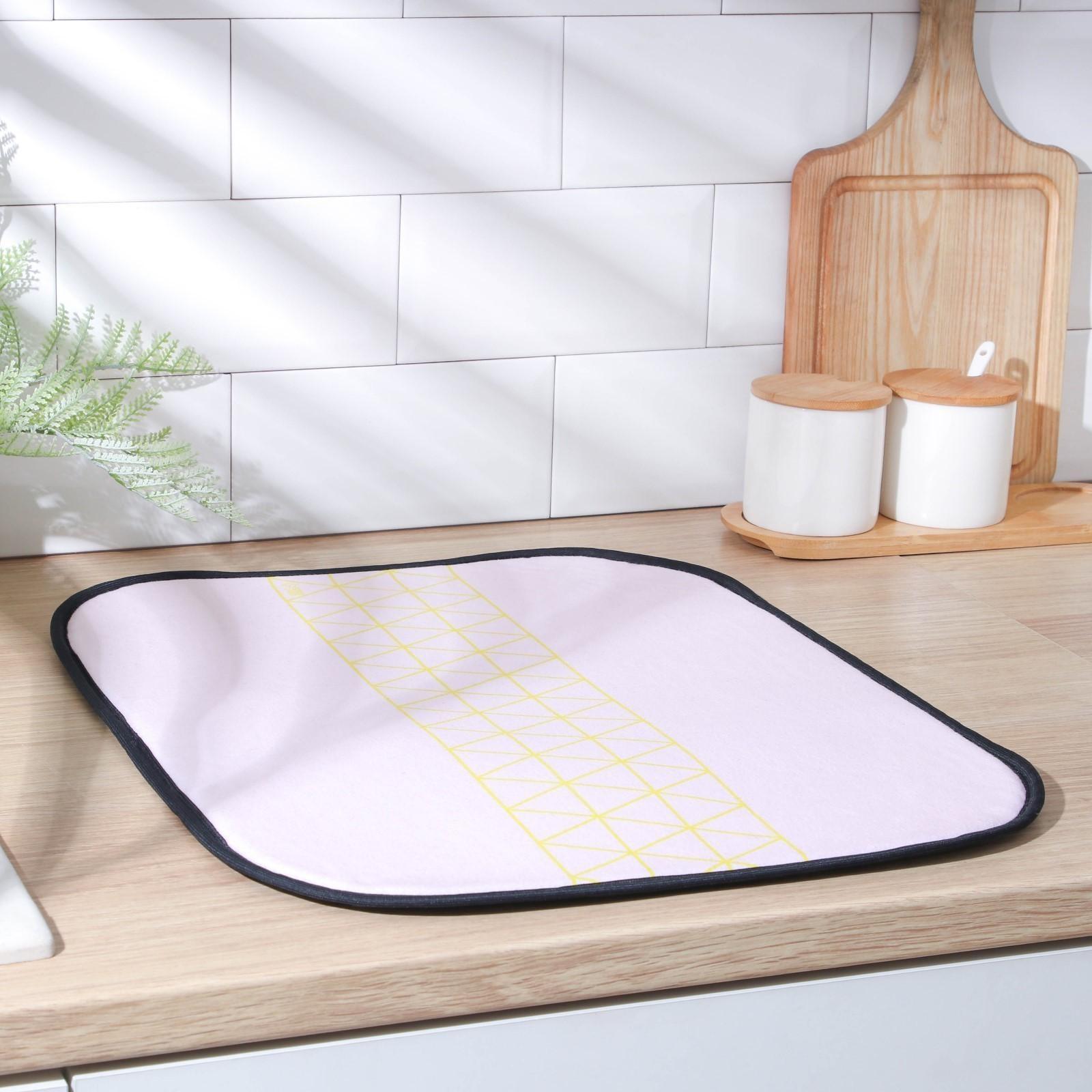 Коврик для сушки посуды Доляна «Розовое золото», 50×40 см