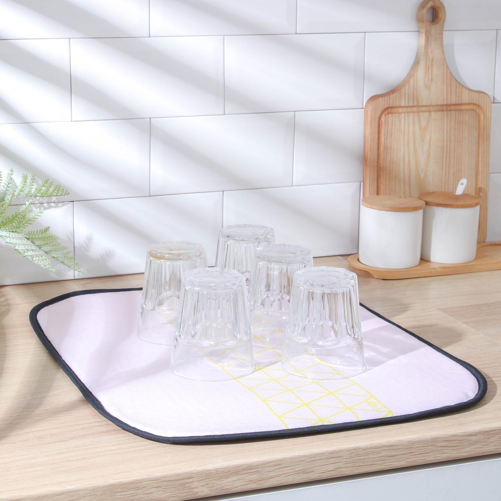 Коврик для сушки посуды Доляна «Розовое золото», 50×40 см