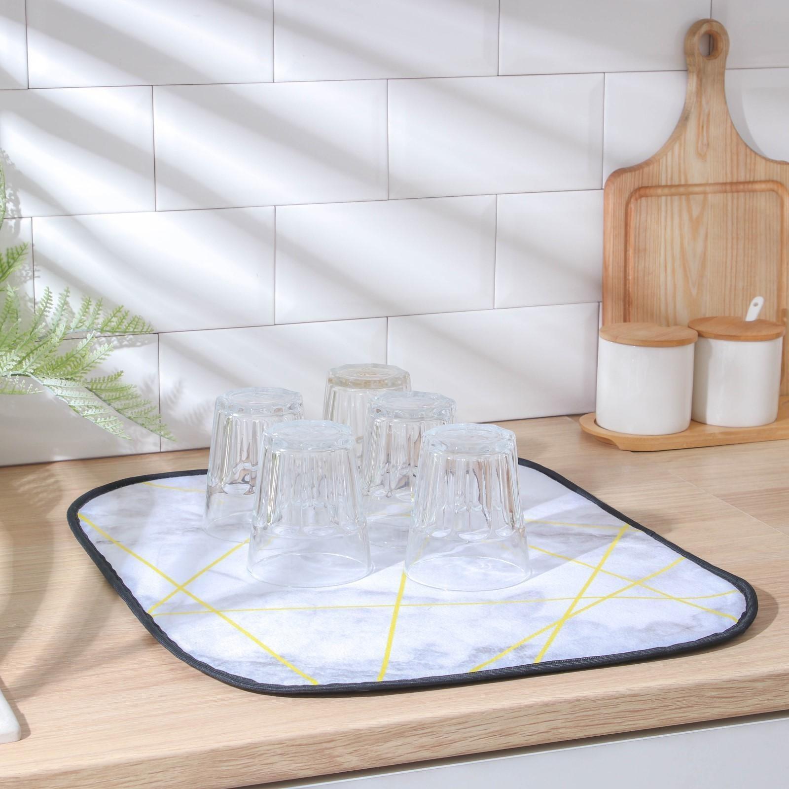 Коврик для сушки посуды Доляна «Мрамор», 50×40 см