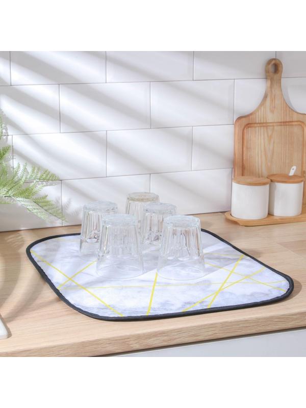 Коврик для сушки посуды Доляна «Мрамор», 50×40 см
