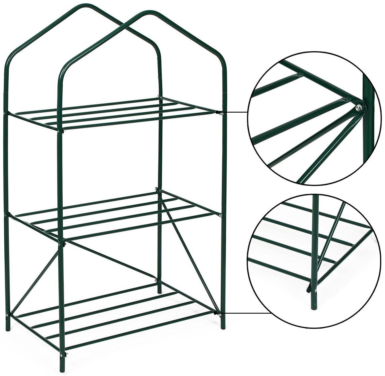 Стеллаж для рассады, 3 полки, 110 × 65 × 40 см, металлический каркас d = 16 мм, без чехла