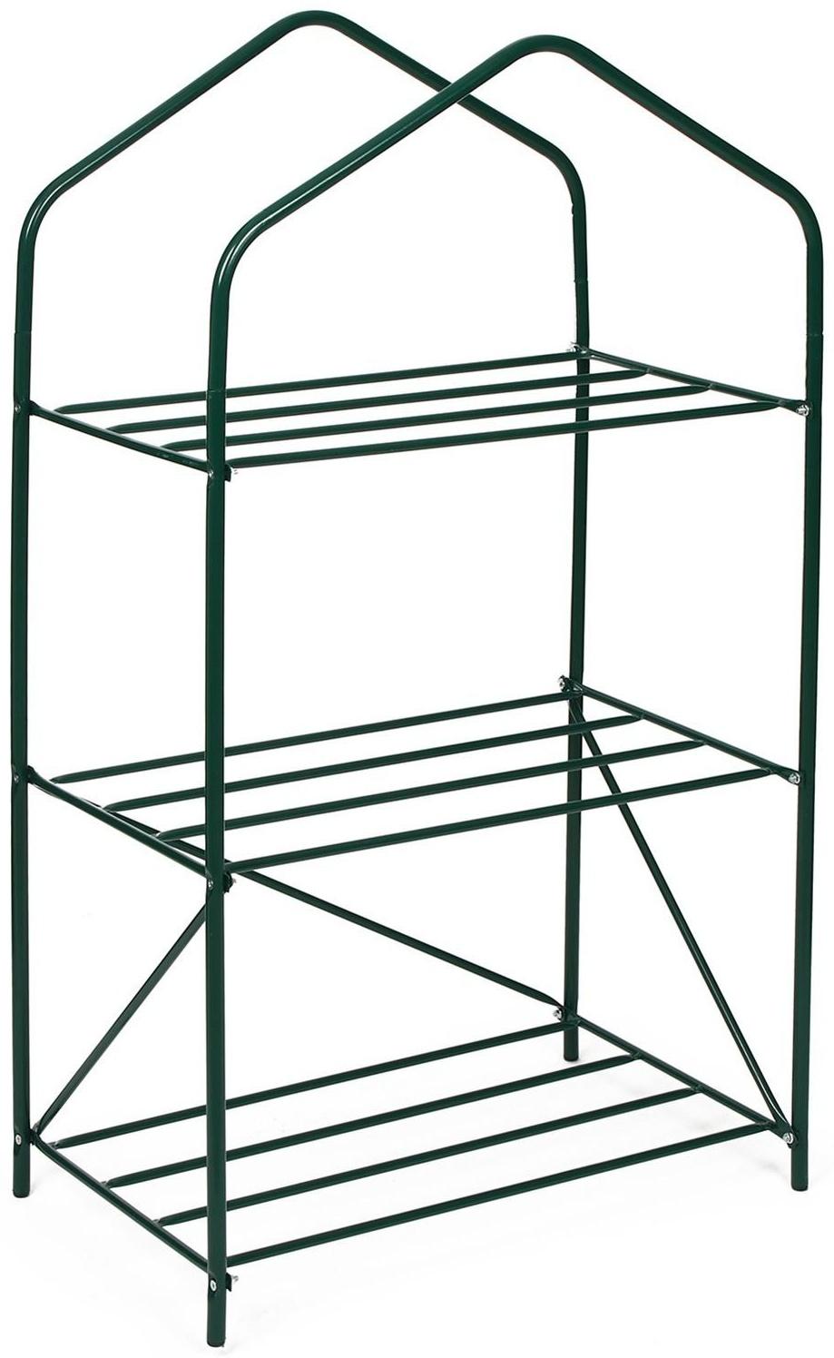 Стеллаж для рассады, 3 полки, 110 × 65 × 40 см, металлический каркас d = 16 мм, без чехла