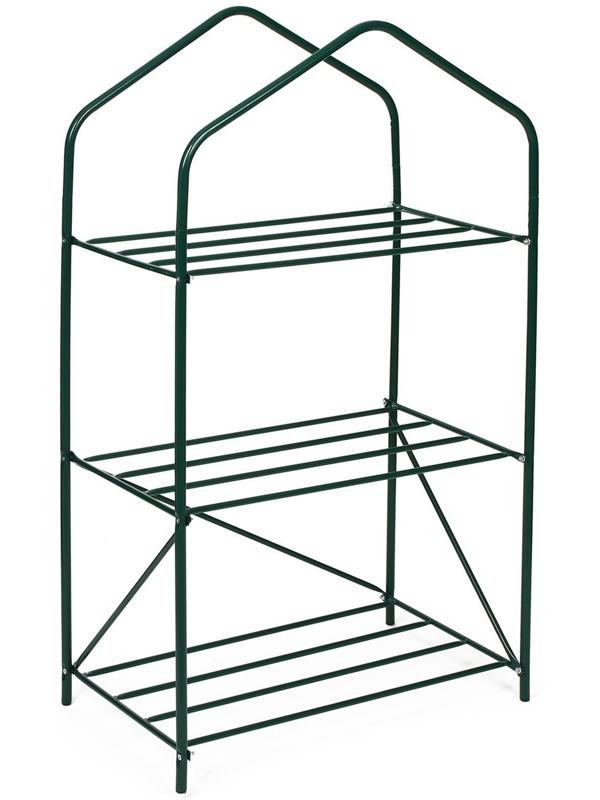 Стеллаж для рассады, 3 полки, 110 × 65 × 40 см, металлический каркас d = 16 мм, без чехла