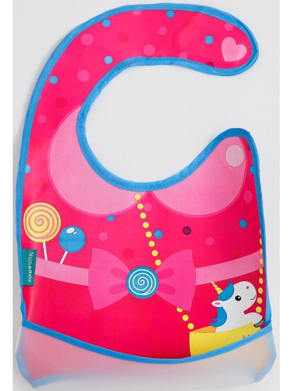 Нагрудник для кормления «Малышка» непромокаемый на липучке, с карманом, МИКС