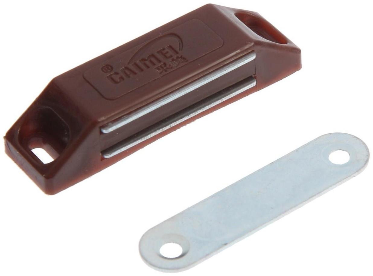 Магнит мебельный ТУНДРА M002BR, 60х13 мм, средний, цвет коричневый, 1 шт.