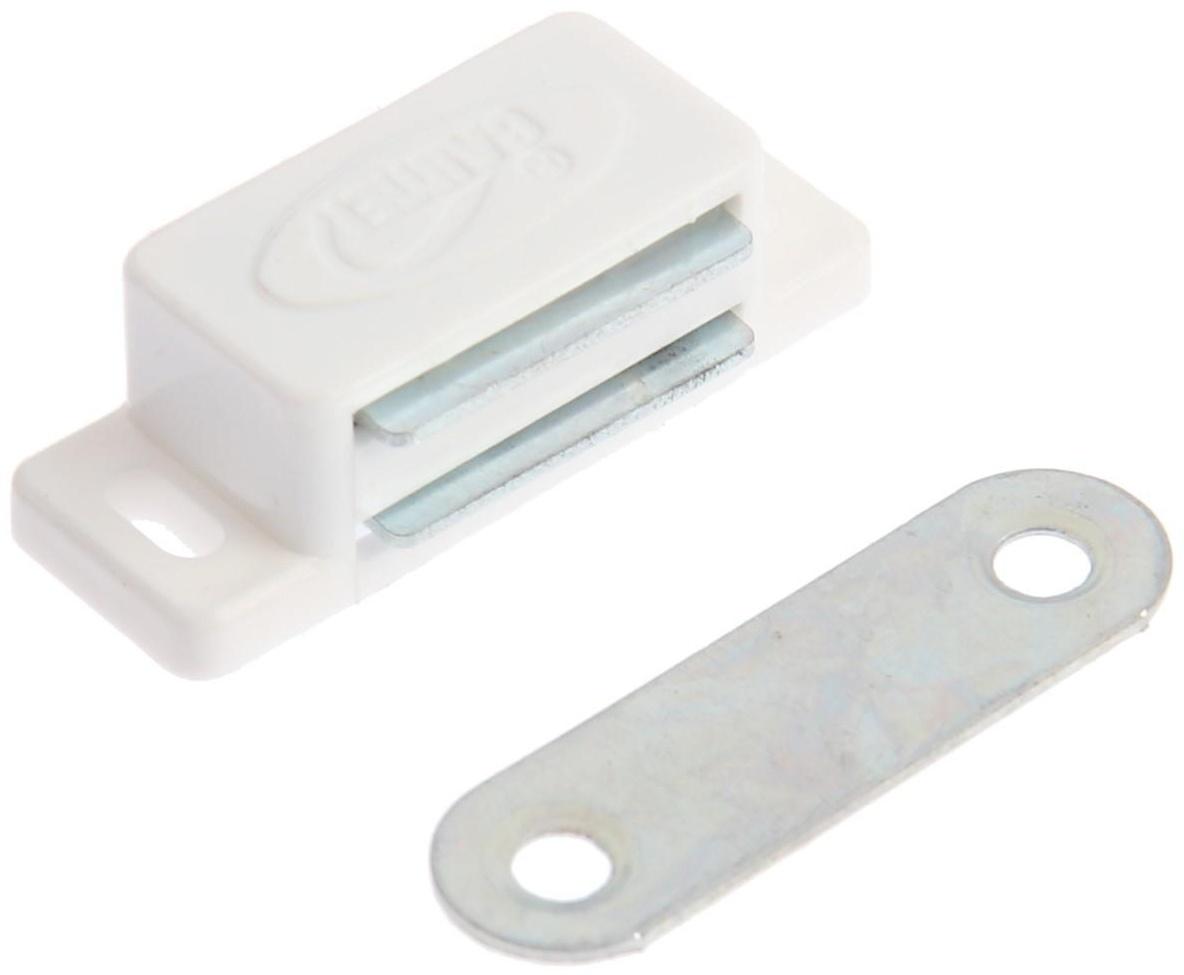 Магнит мебельный ТУНДРА M001W, 41х13 мм, маленький, цвет белый, 1 шт.