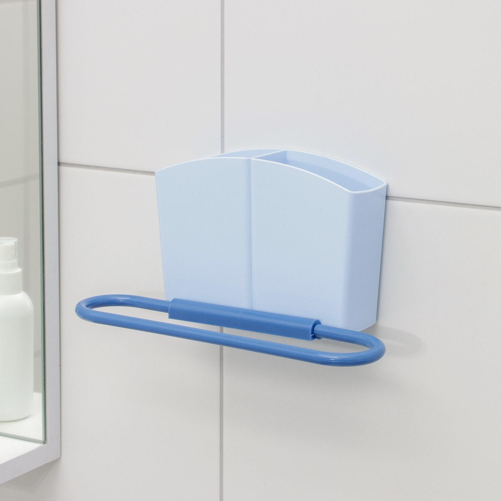 Держатель для ванных принадлежностей «Лассо», на липучке, 24,5×6,5×12 см, цвет МИКС