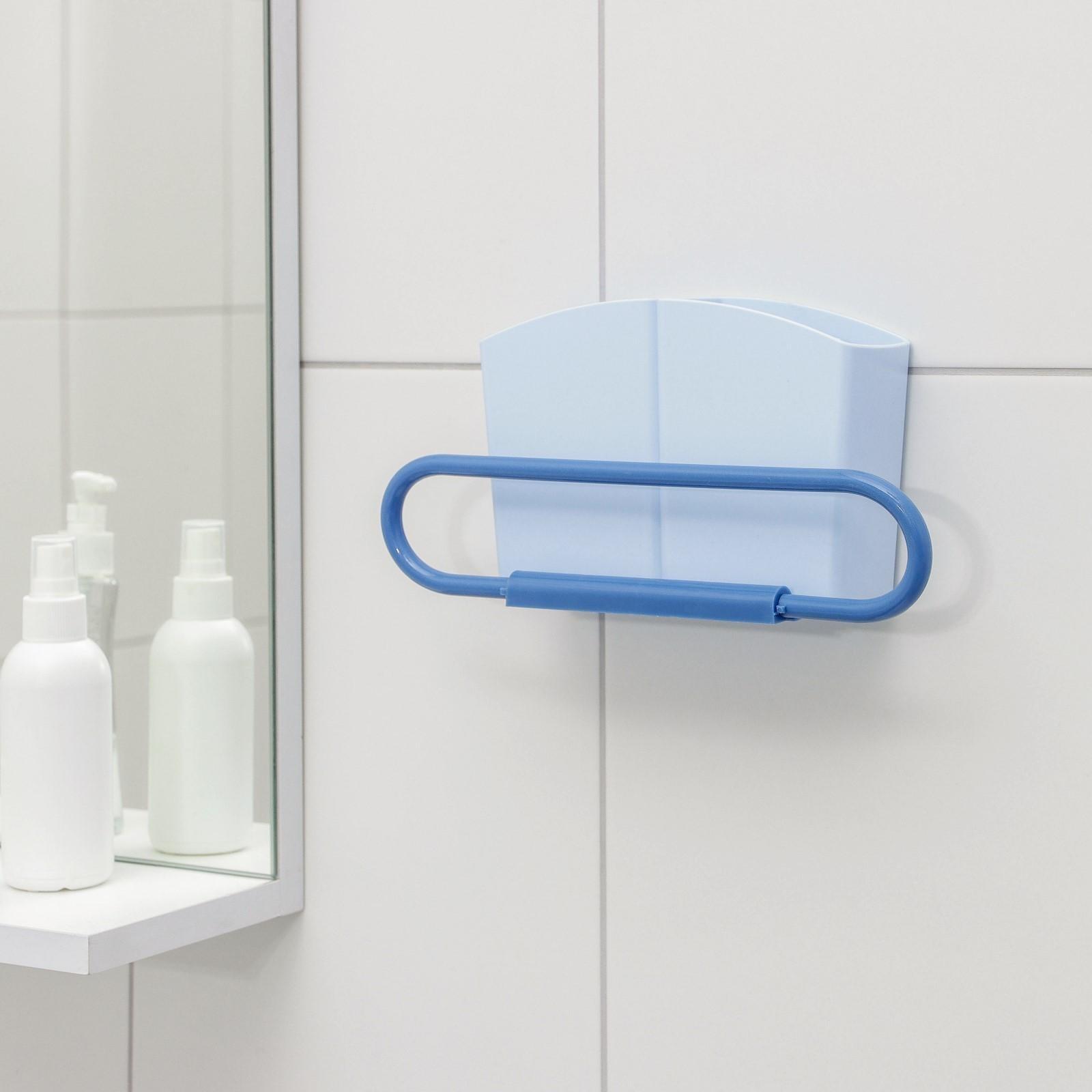 Держатель для ванных принадлежностей «Лассо», на липучке, 24,5×6,5×12 см, цвет МИКС