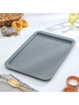 Противень Доляна «Элин Мрамор. Прямоугольник», 43×29×1,8 см, антипригарное покрытие, цвет серый