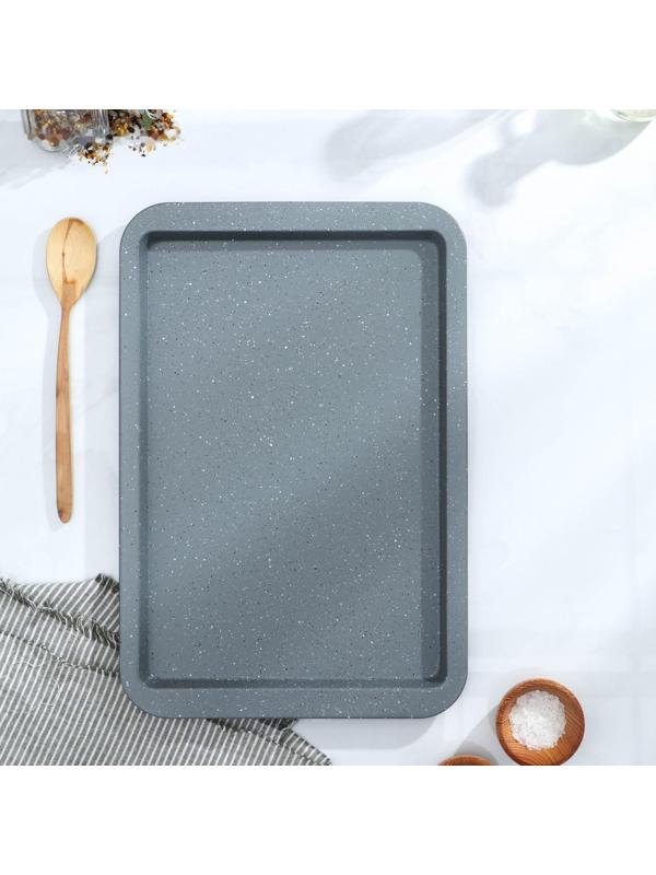 Противень Доляна «Элин Мрамор. Прямоугольник», 43×29×1,8 см, антипригарное покрытие, цвет серый