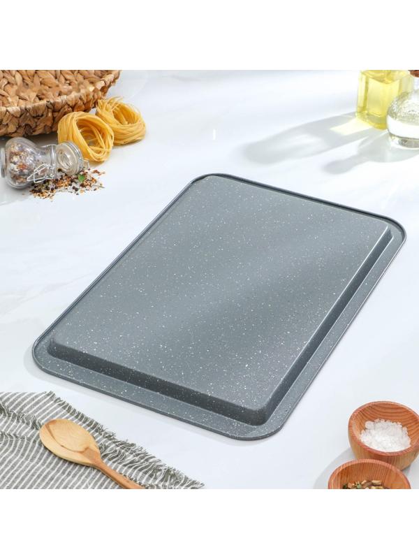 Противень Доляна «Элин Мрамор. Прямоугольник», 43×29×1,8 см, антипригарное покрытие, цвет серый