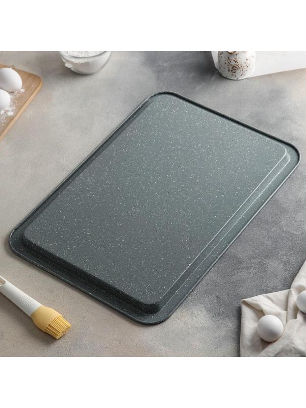 Противень Доляна «Элин Мрамор. Прямоугольник», 48×34×1,8 см, антипригарное покрытие, цвет серый