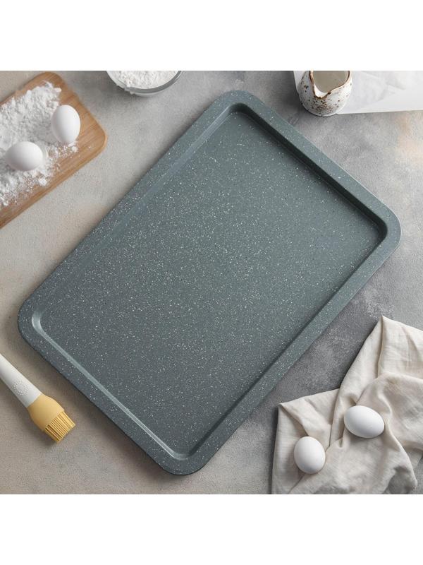 Противень Доляна «Элин Мрамор. Прямоугольник», 48×34×1,8 см, антипригарное покрытие, цвет серый
