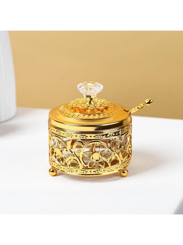 Сахарница «Дарина», 200 мл, 9×10 см, с ложкой, цвет золотой